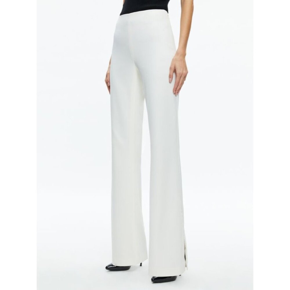 Alice + Olivia Lara Side Slit Pants in Ecru‎ - Size 10